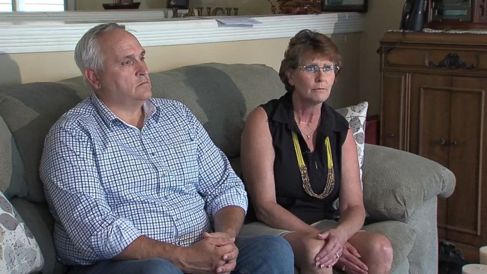 PHOTO: Seen during an interview with ABC affiliate WRTV in Indianapolis, Elaine and Dan Smith, parents of Michaela Smith, who unexpectedly gave birth in Cancun, Mexico during a vacation. 
