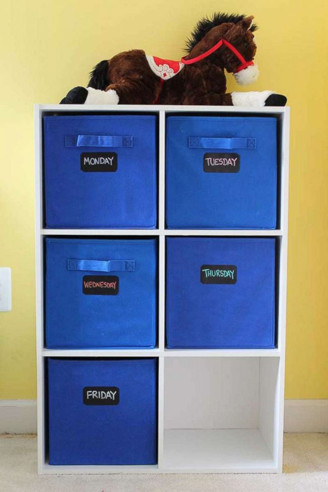 PHOTO: These DIY cube drawers canhelp you child understand how to organizing outfits before the school week.