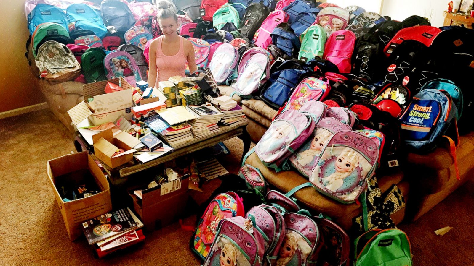 PHOTO: Destiny Klimaszewski of Foristell, Mo., started a school supplies drive on her late son Parker's birthday, June 23 and is ending it Aug. 3, 2018.