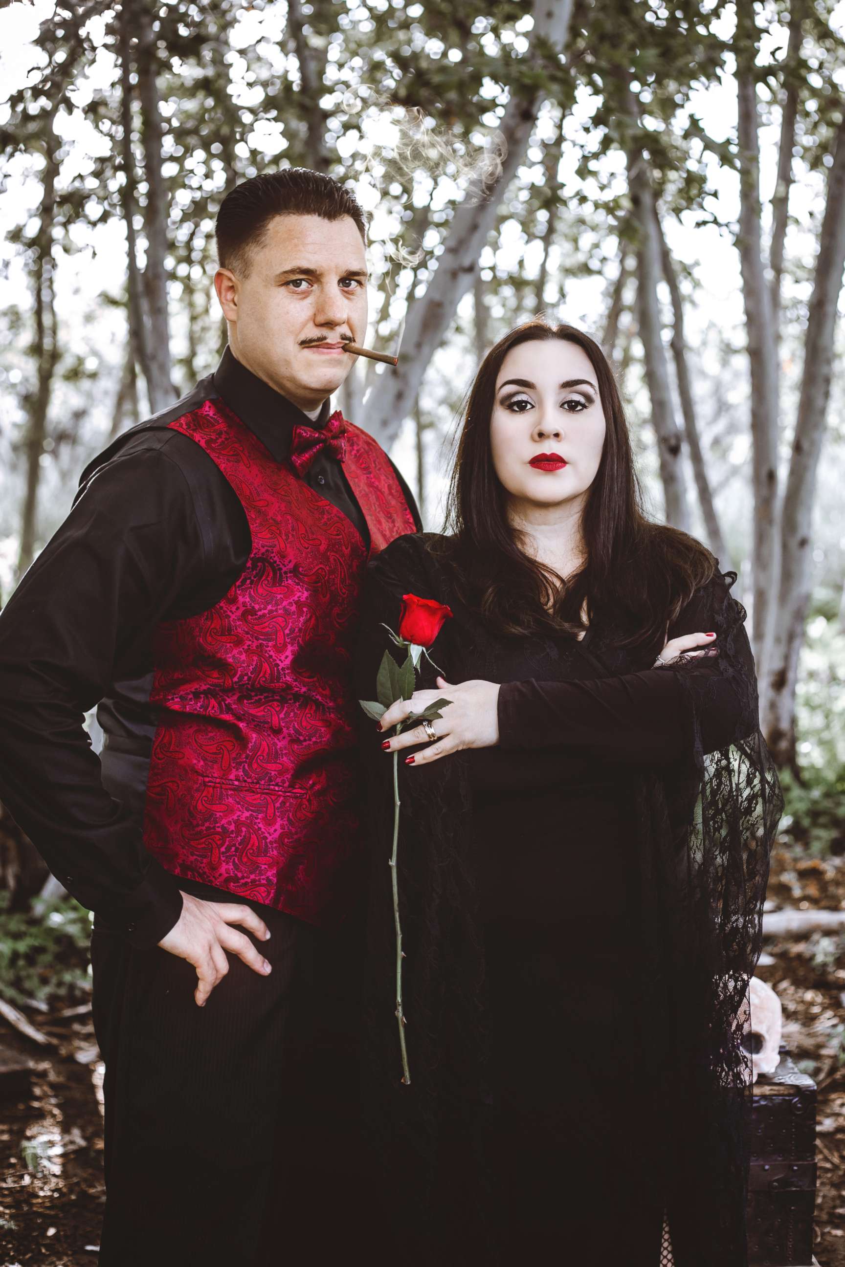 PHOTO: Michelle and Colt Basteen pose as Gomez and Morticia Addams.