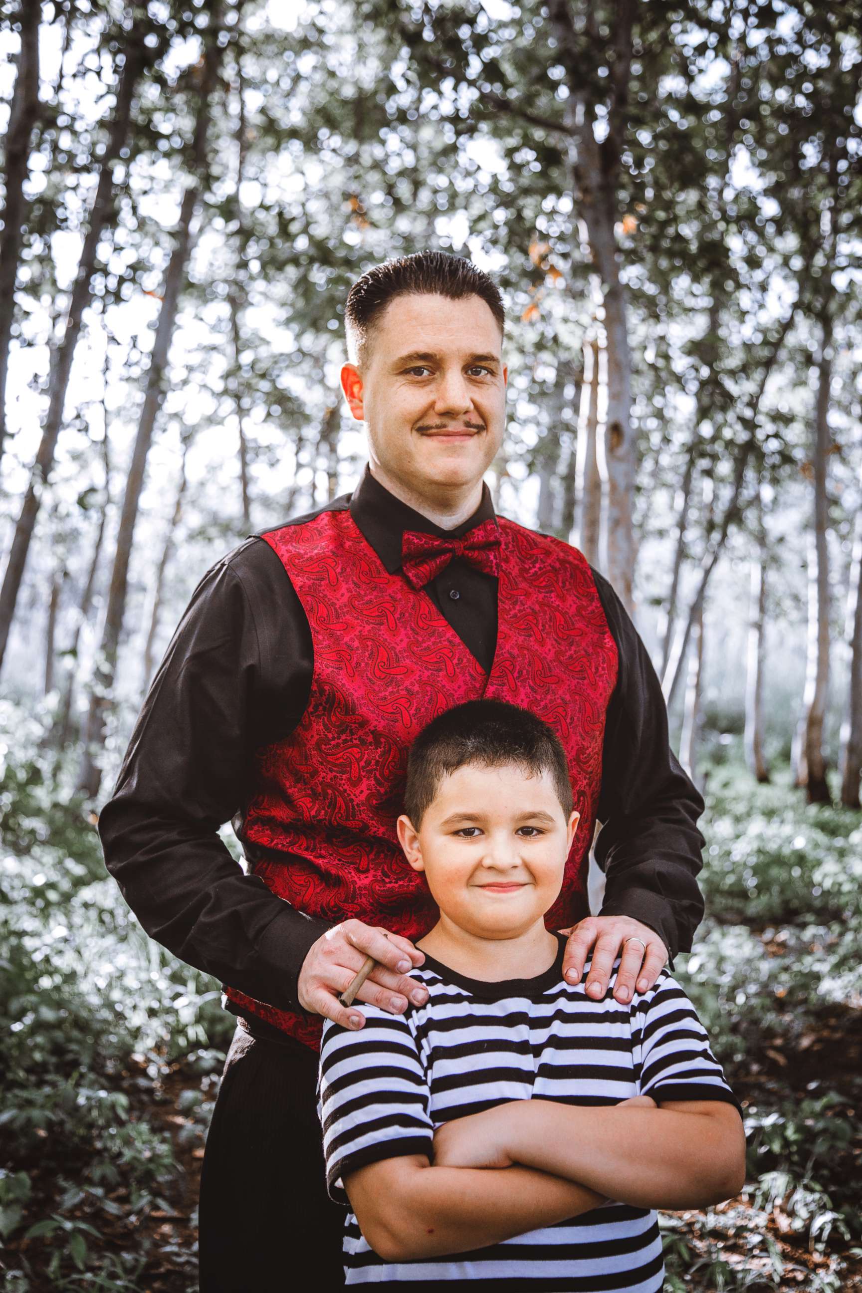 PHOTO: Colt Basteen and his son, Maxwell, pose as Gomez and Pugsley Addams.