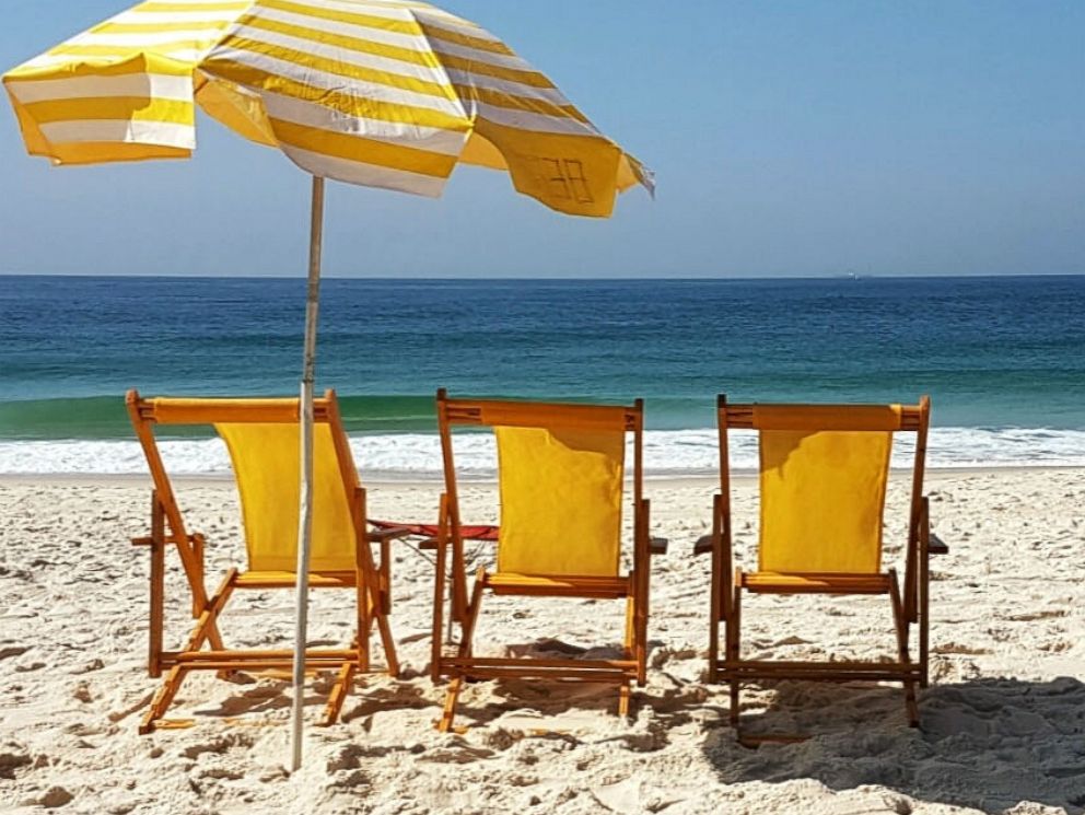 PHOTO: In this undated stock photo, beach chairs are lined up on a beach.