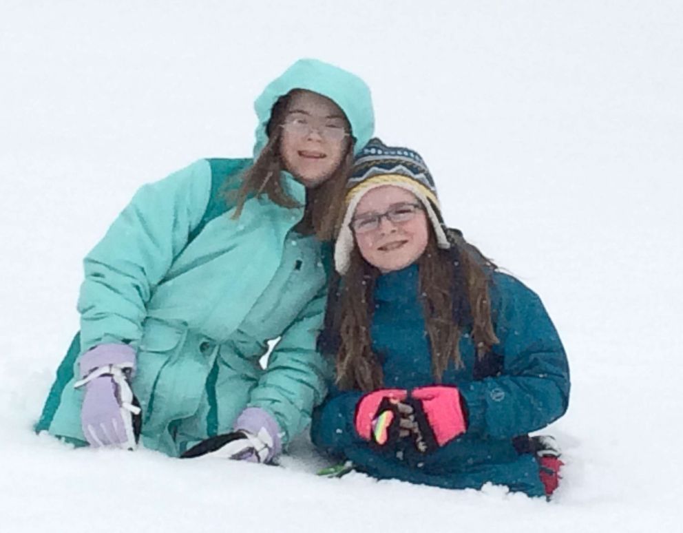 PHOTO: Penny Becker and her sister Marilee on a recent snow day.