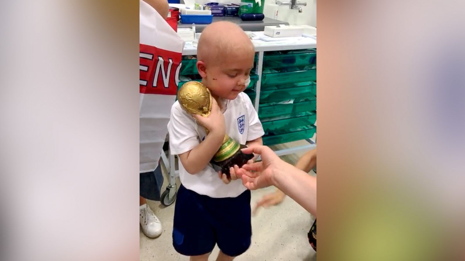 PHOTO: Ben Williams, 5, finished six weeks of radiation when staff at the Queen Elizabeth Hospital Birmingham presented him with the trophy.