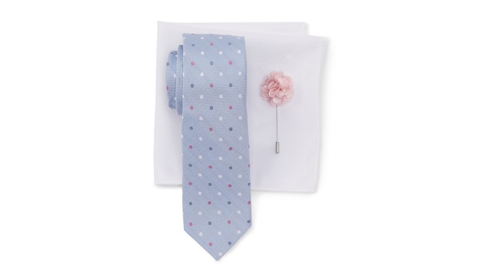 PHOTO: Ben Sherman's Taylor dot tie, pocket square and lapel stick pin set.