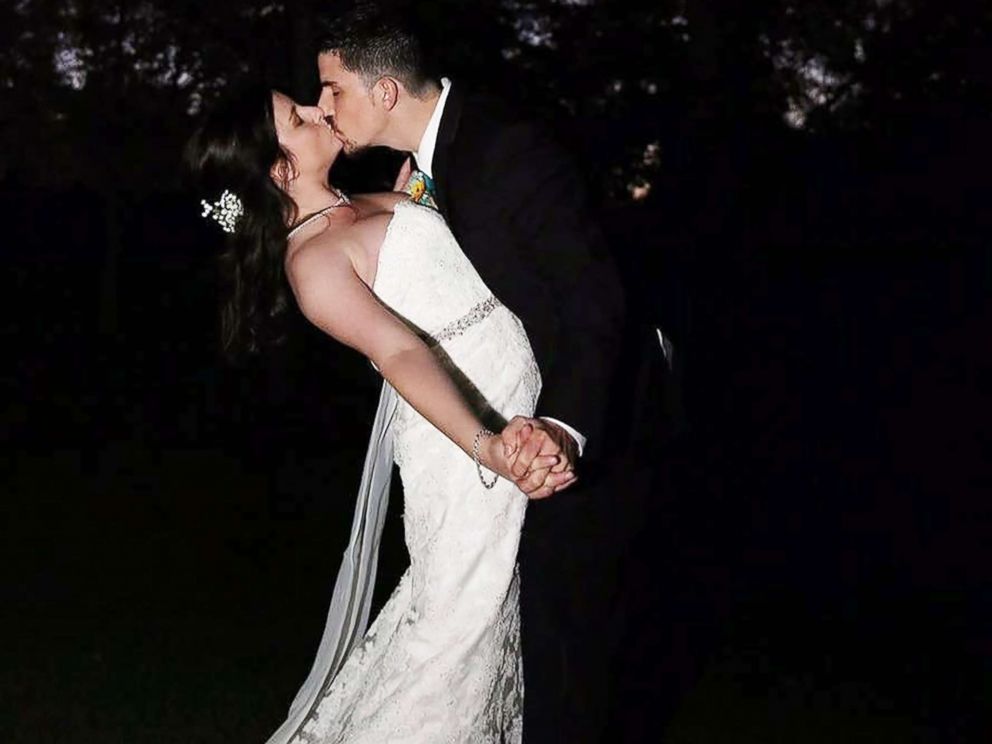 PHOTO: Jennifer Jensen, 24, and Bill Jensen, 27, share a kiss on their wedding day.
