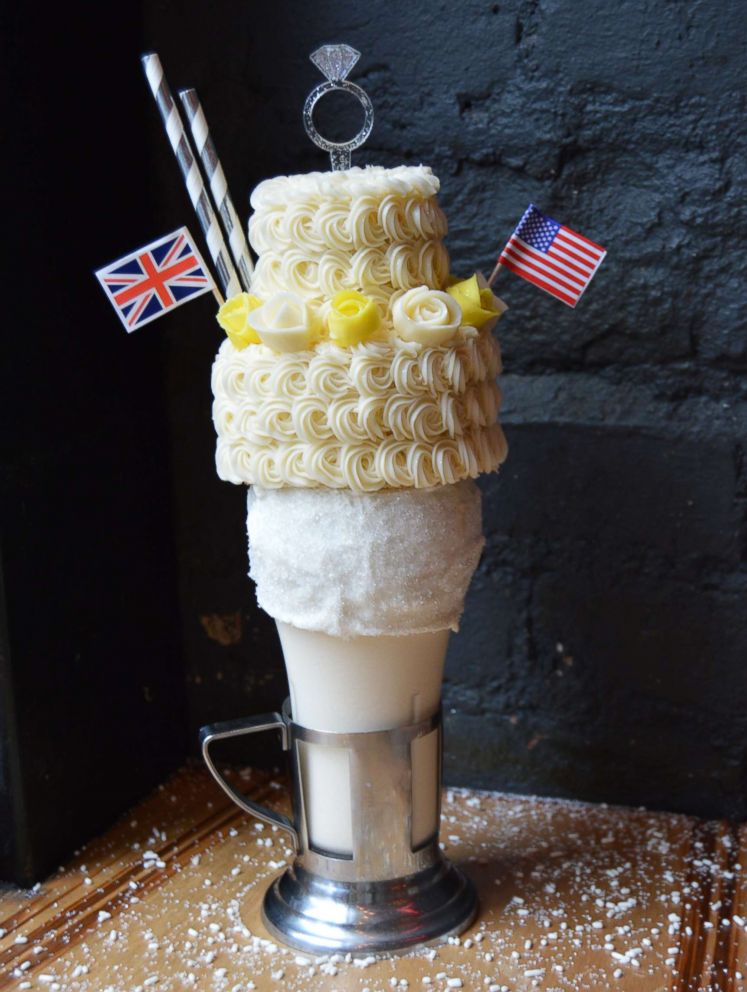 PHOTO: The Royal Wedding Cake Shake from Black Tap complete with a mini lemon elderflower cake.