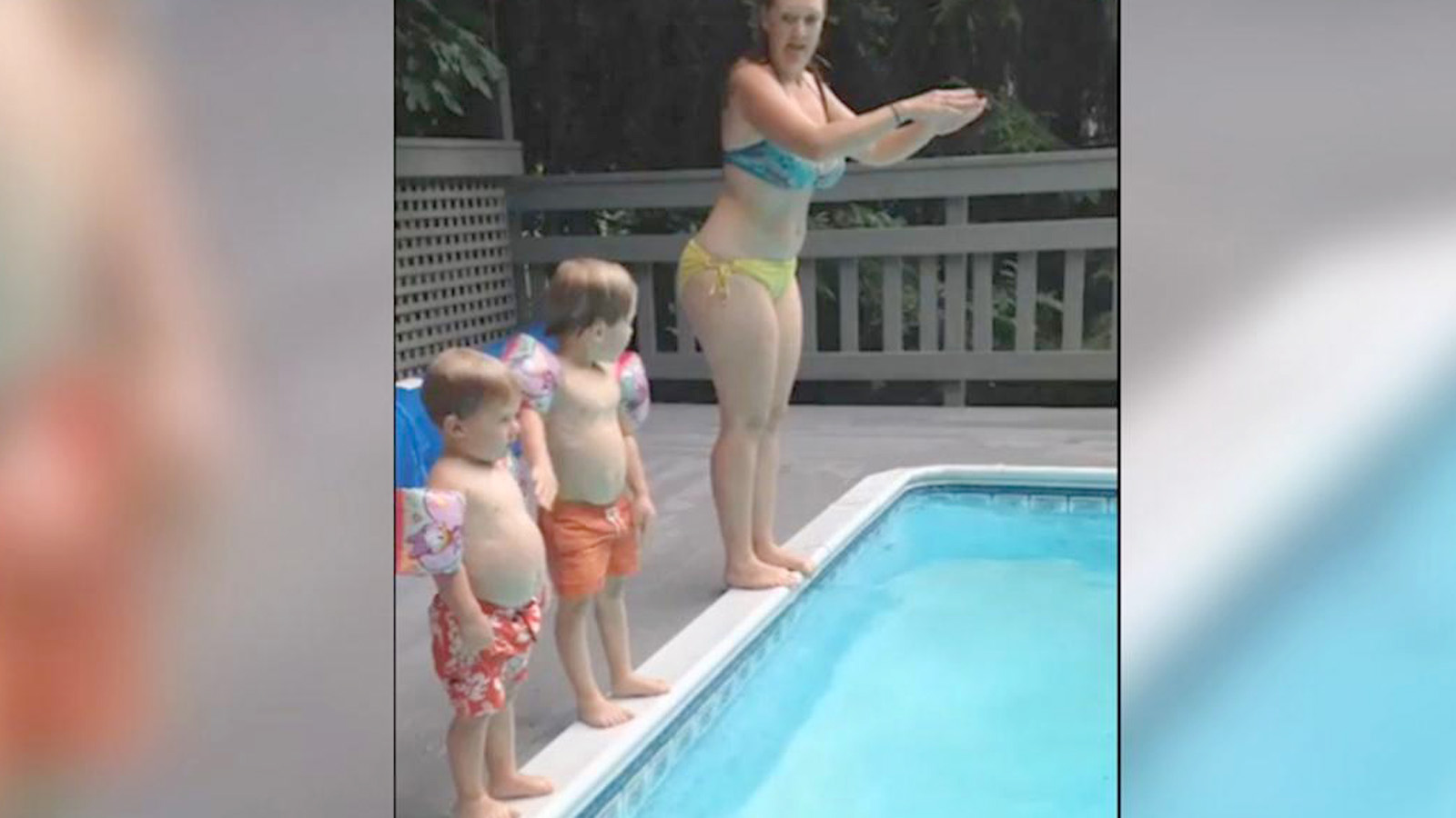 PHOTO: Corina Casanova of North Carolina, shared a video of her son trying to dive into a pool onto Facebook.