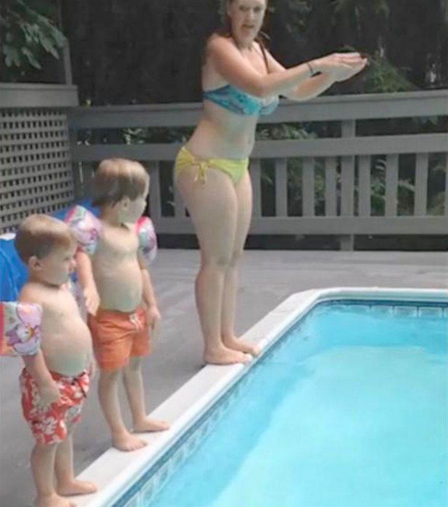 PHOTO: Corina Casanova of North Carolina, shared a video of her son trying to dive into a pool onto Facebook.