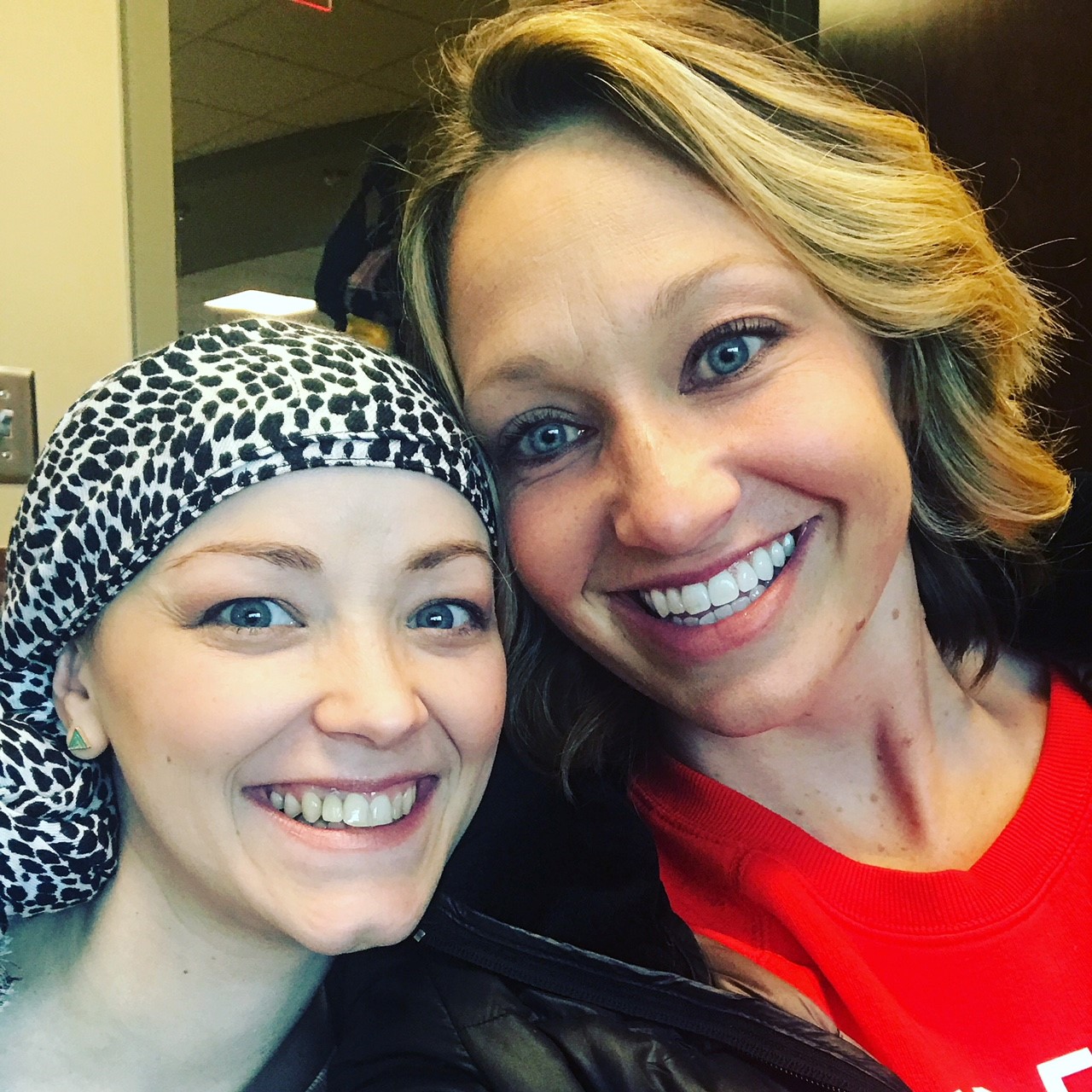 PHOTO: Jackie Holscher, left, and Ashli Brehm pose together after Holscher's mastectomy. 