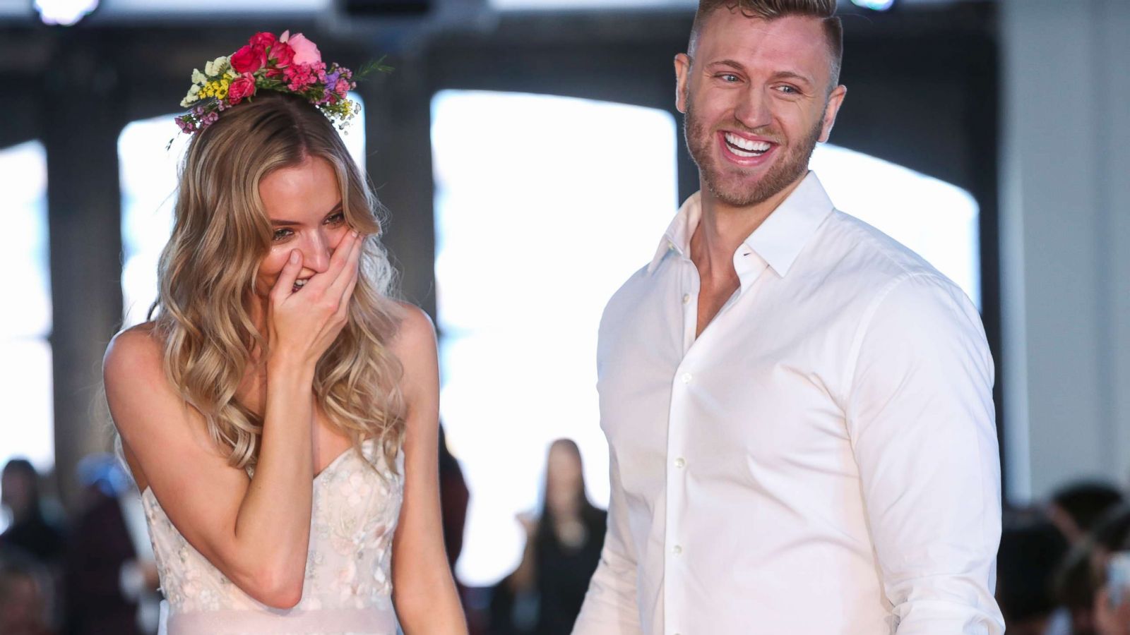 PHOTO: Nicole Kaspar was shocked when her then-boyfriend Chad Stapleton proposed to her during Watters Bridal Spring 2019 fashion show, April 14, 2018.