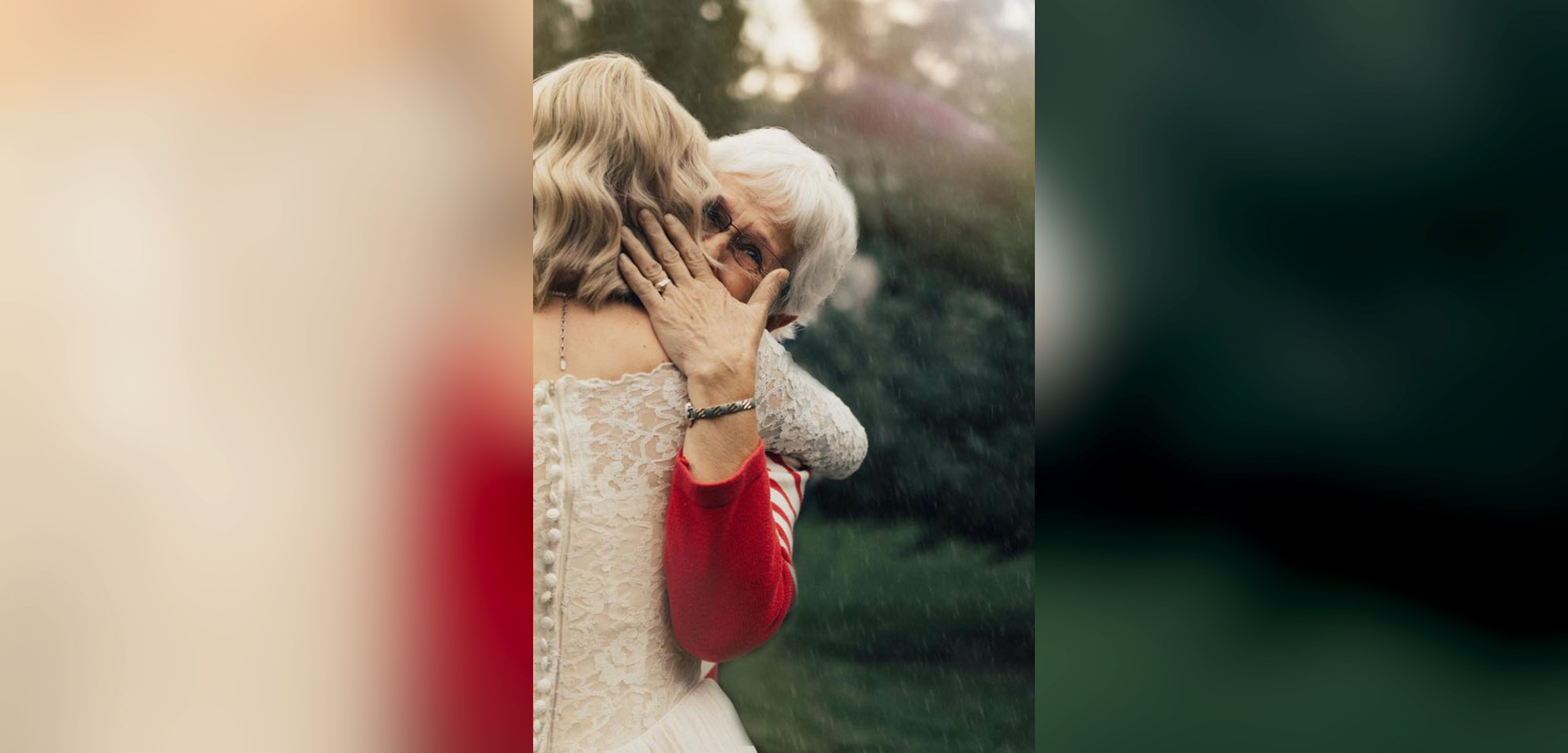 PHOTO: Wedding photographer captures "first look" photos between a bride and her grandmother.