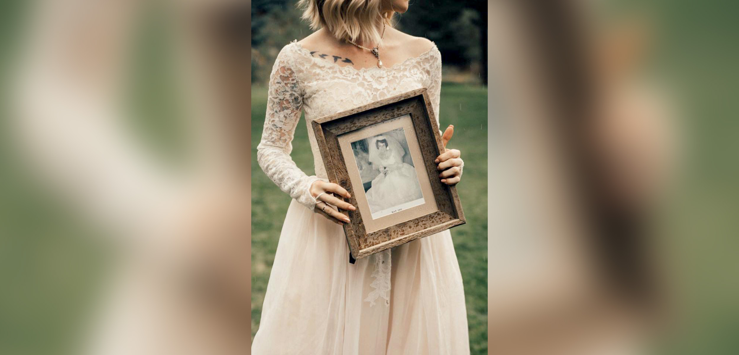 PHOTO: Wedding photographer captures "first look" photos between a bride and her grandmother.