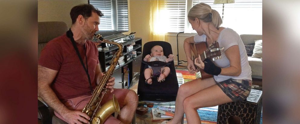 PHOTO: Bronkar and Cyndi Lee of Atlanta, Ga., play instruments with their 19-month-old son Elijah.