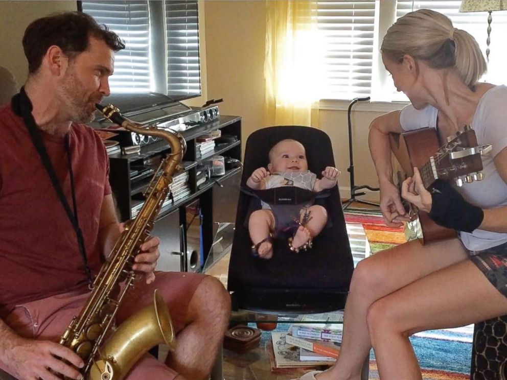 PHOTO: Bronkar and Cyndi Lee of Atlanta, Ga., play instruments with their 19-month-old son Elijah.