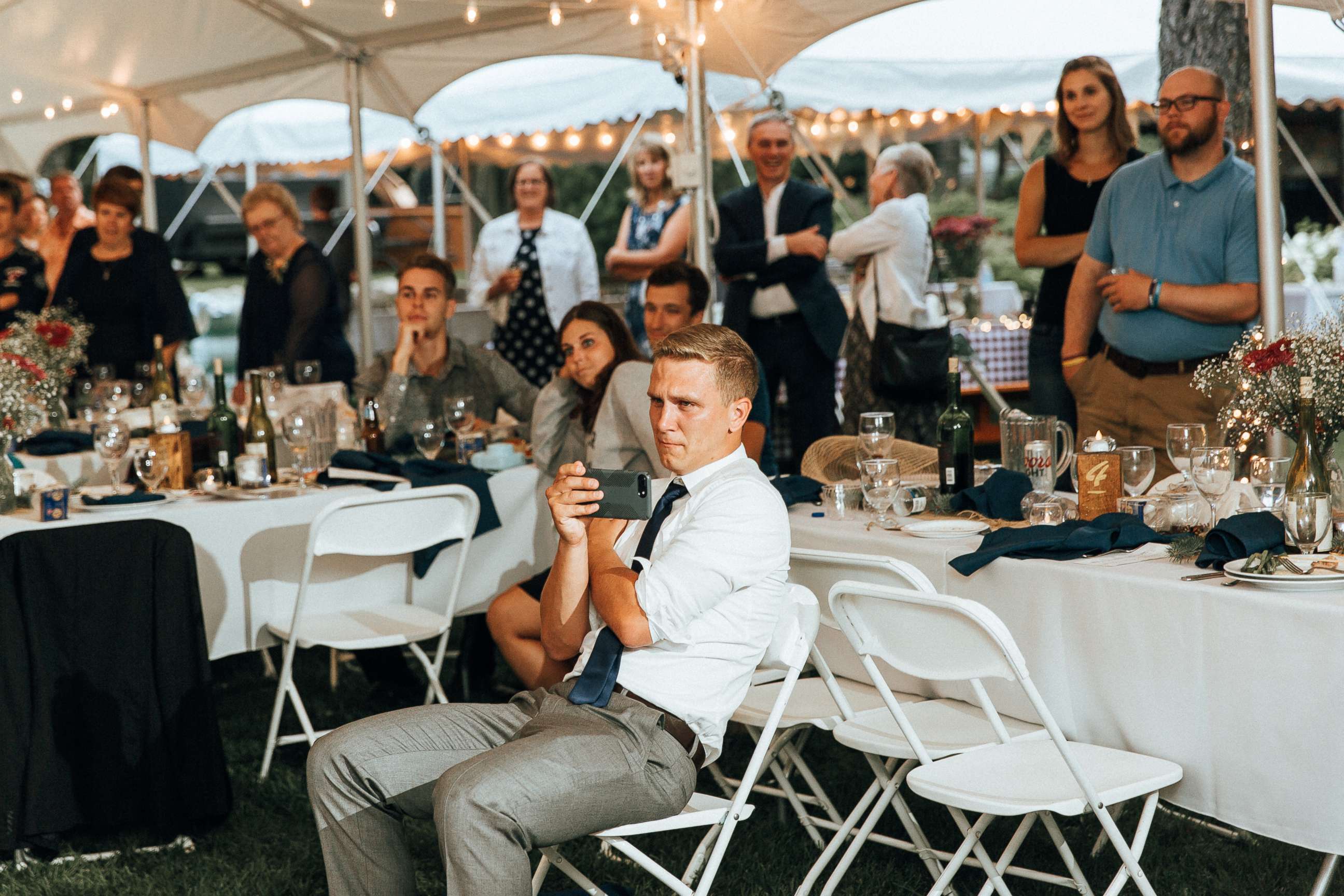 PHOTO: Zak Fick couldn't contain his emotions watching his sister dance with their father after her Aug. 5 wedding in Pequot Lakes, Minnesota.