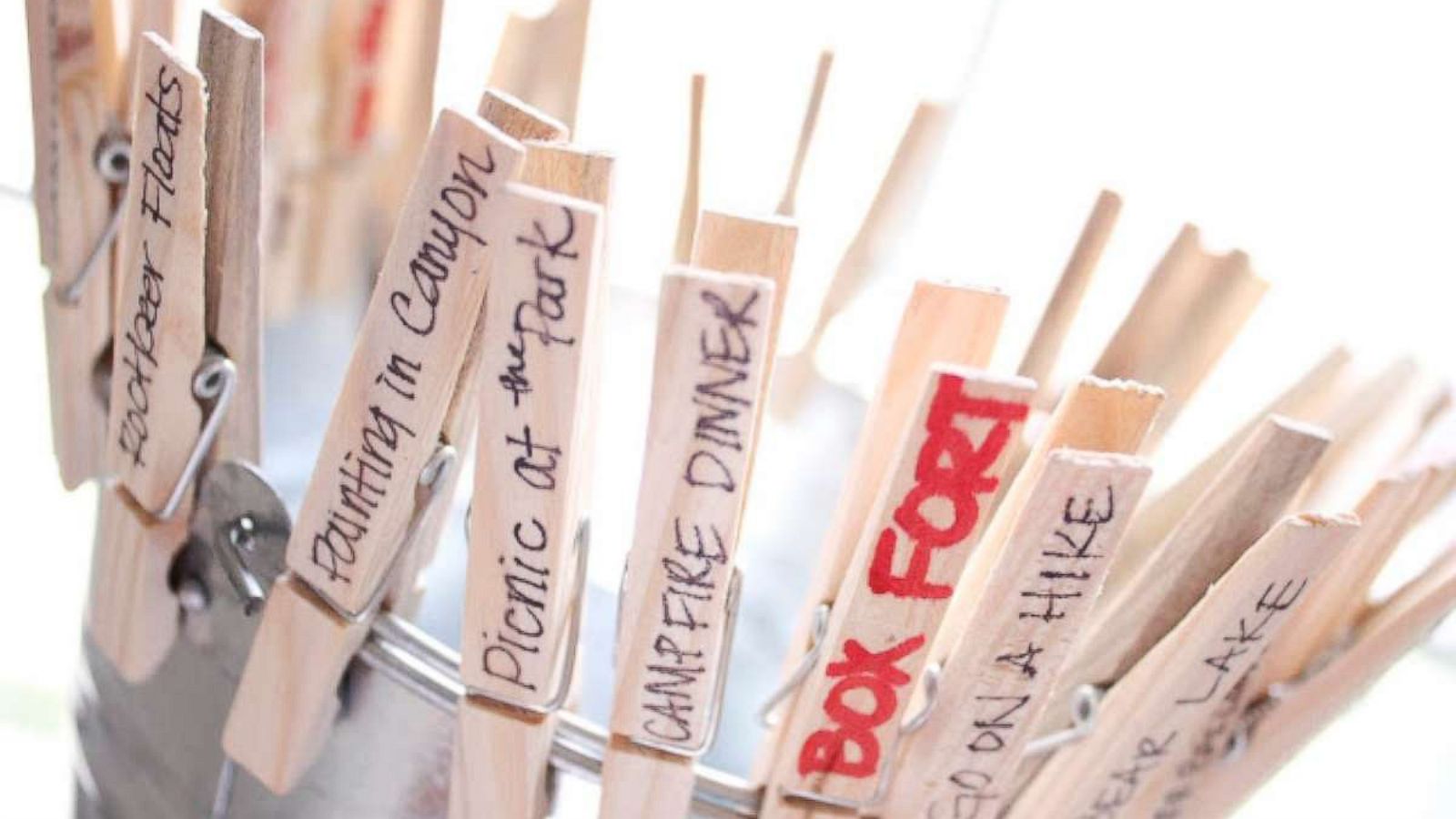 PHOTO: Make an adorable summer bucket list of a bucket and clothespins.