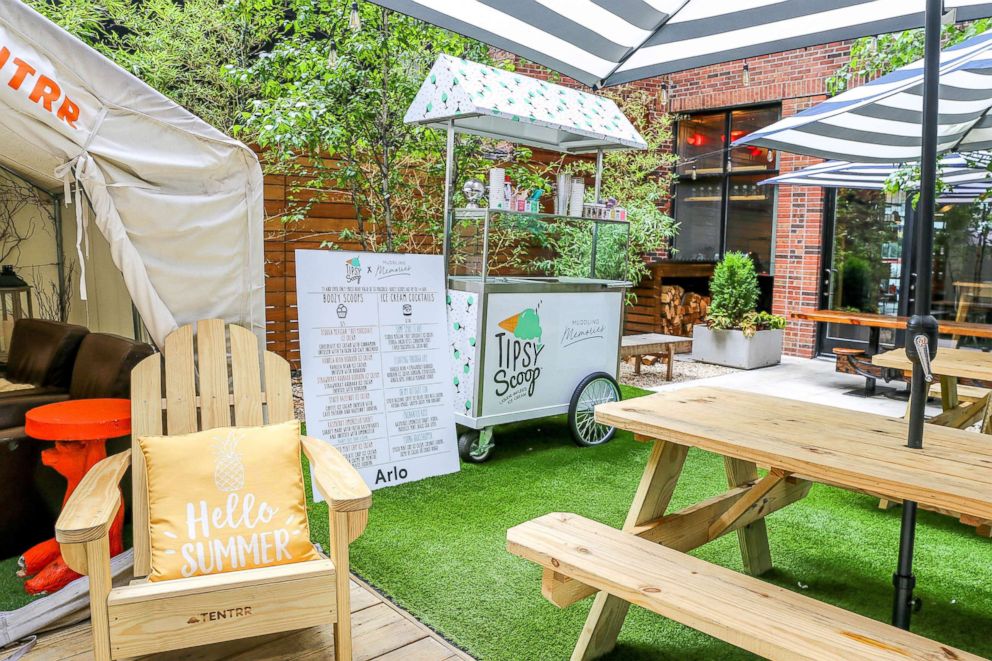 PHOTO: Tipsy Scoop partnered with Muddling Memories to serve up some summertime boozy ice cream cocktails at the Camp Arlo pop-up in New York City.