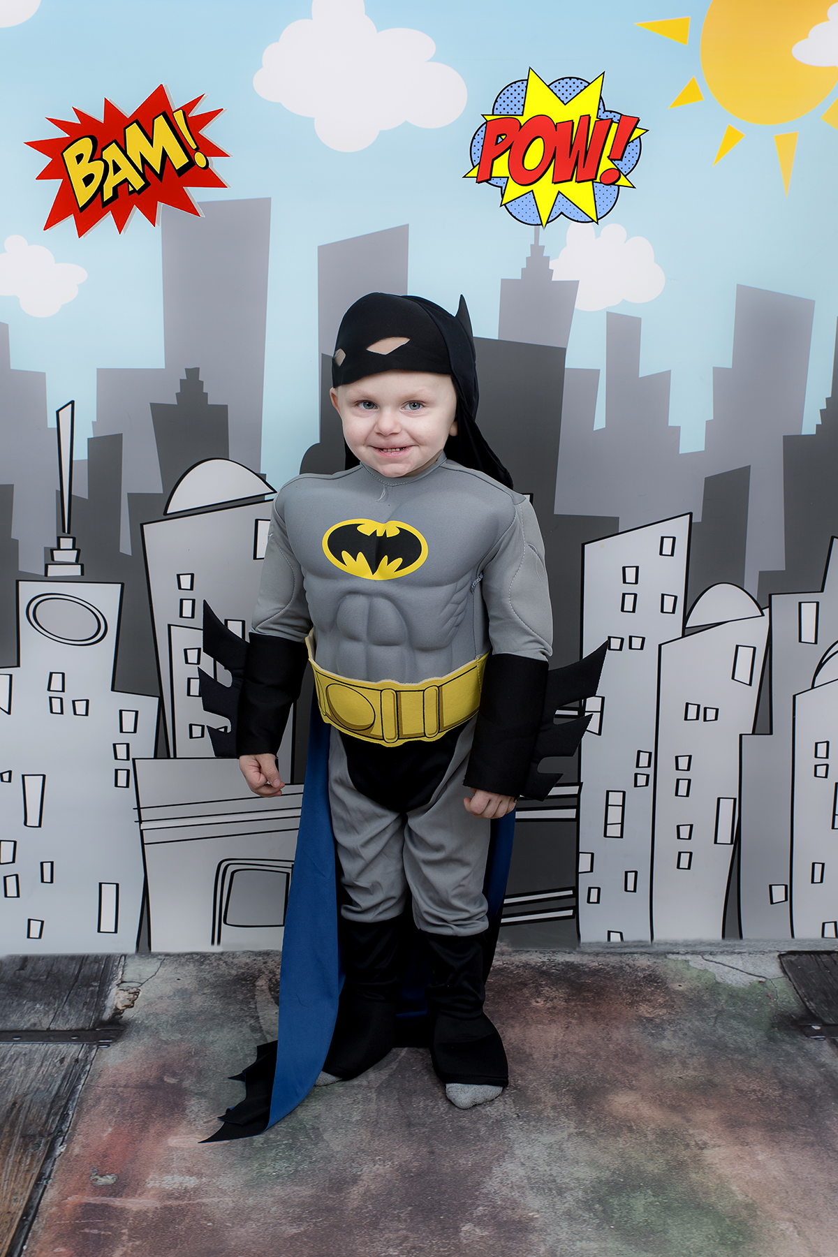 PHOTO: Chris Poulin Jr., 2, of Charlestown, Rhode Island, who has neuroblastoma, dressed as Batman for his photo session. 