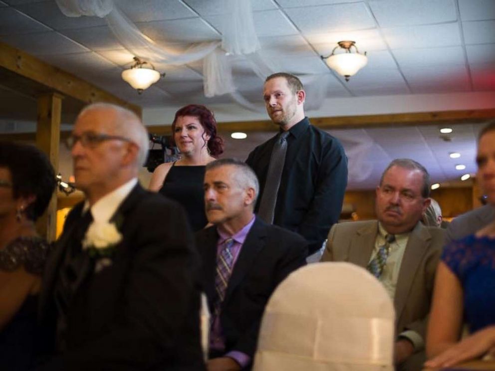 PHOTO: Casey Bender seen with her husband ,Tyler Bender, at the wedding ceremony of her sons father.
