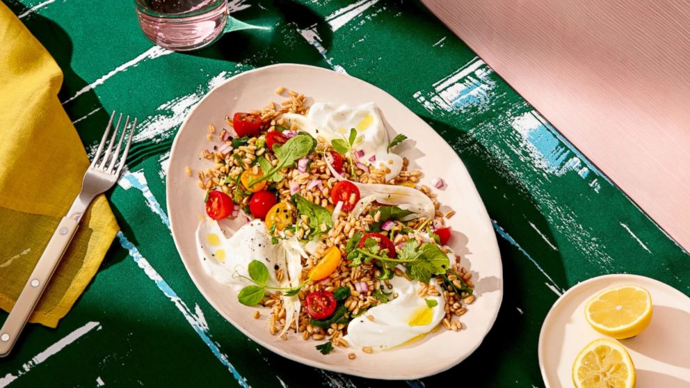 PHOTO: Farro salad with fresh veggies and Chobani Greek yogurt dressing.