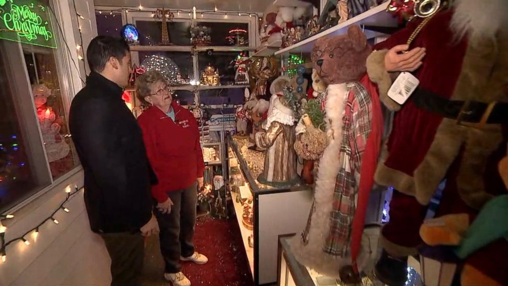 PHOTO: Mary Halliwell shows ABC News' Gio Benitez some of the Christmas decorations in her family's Fairfield, Conn., home.