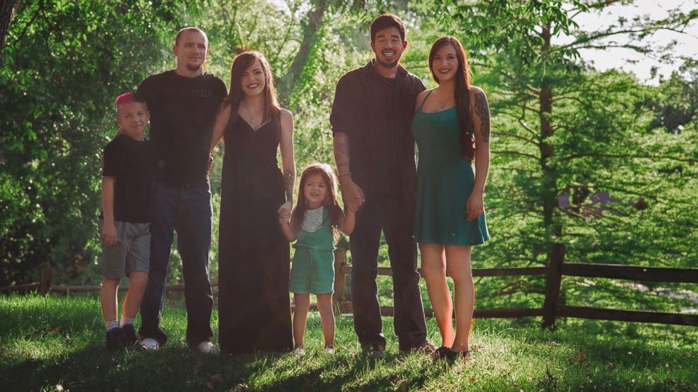 PHOTO: Haley Booth is shown here with her boyfriend Bryan and his son Braden, along with her daughter Rachel, ex-husband Caleb Quattrone and his new girlfriend Dakota Pitman.