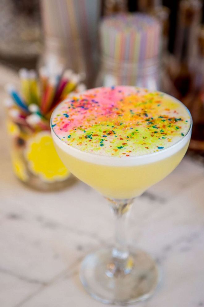 PHOTO: Mathew's Food & Drink of Jersey City is shaking up this vibrant, glittery cocktail.