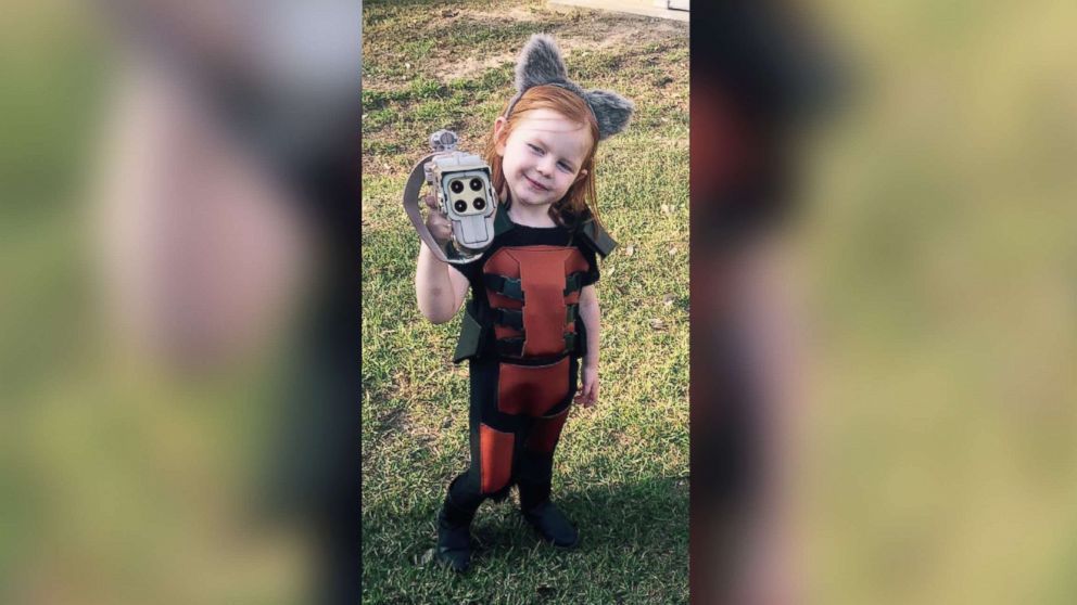 PHOTO: Amelia Grace, 3, decked out as Rocket Raccoon from "Guardians of the Galaxy" for Halloween.