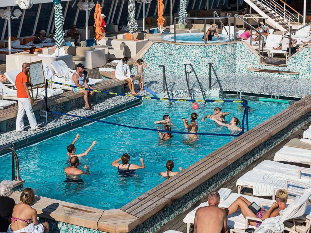 PHOTO: People play water volleyball on the Crystal Serenity in Campania, Italy, in 2015.