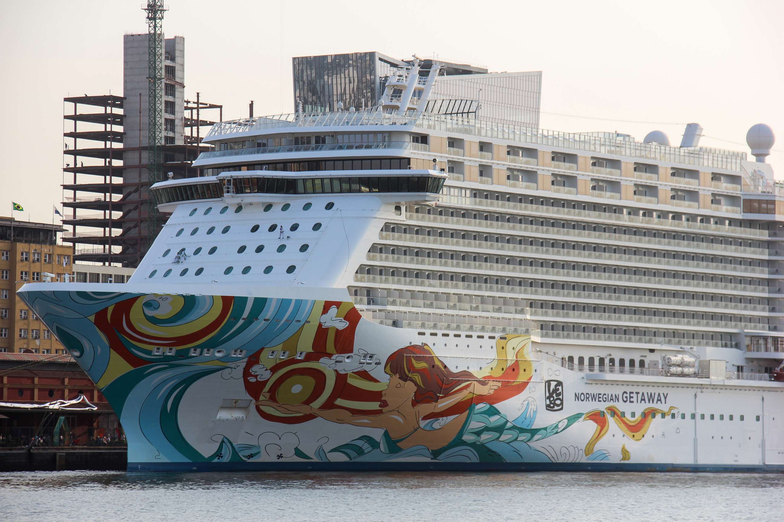 PHOTO: The Norwegian Getaway sits anchored in the Port of Rio de Janeiro during the Olympic Games, Aug. 9, 2016.