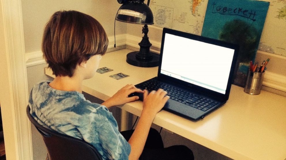 PHOTO: Beckett Dillon studies in his family's home in this 2015 photo.