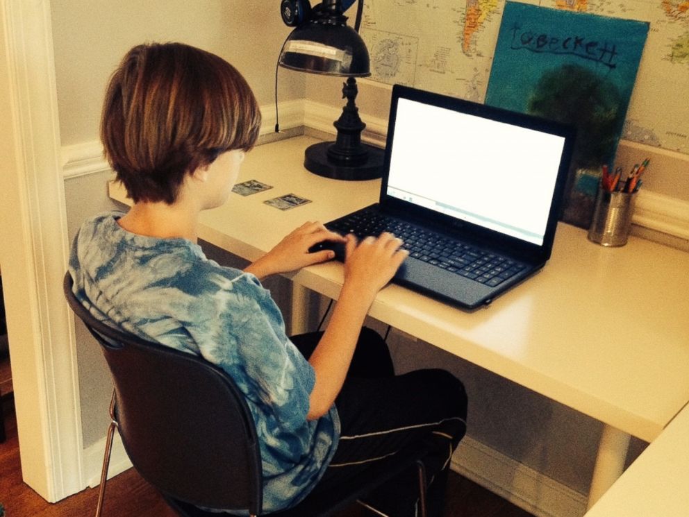 PHOTO: Beckett Dillon studies in his familys home in this 2015 photo.