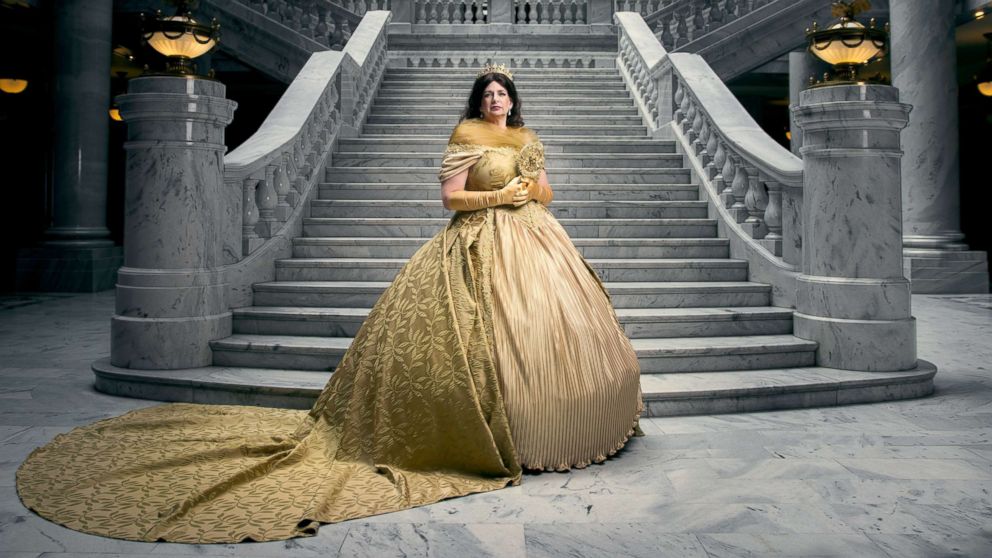 Linda Wadley poses as the mother of Belle from Disney's "Beauty and the Beast" in a photo shoot conceptualized by designer Nephi Garcia and photographer Tony Ross.