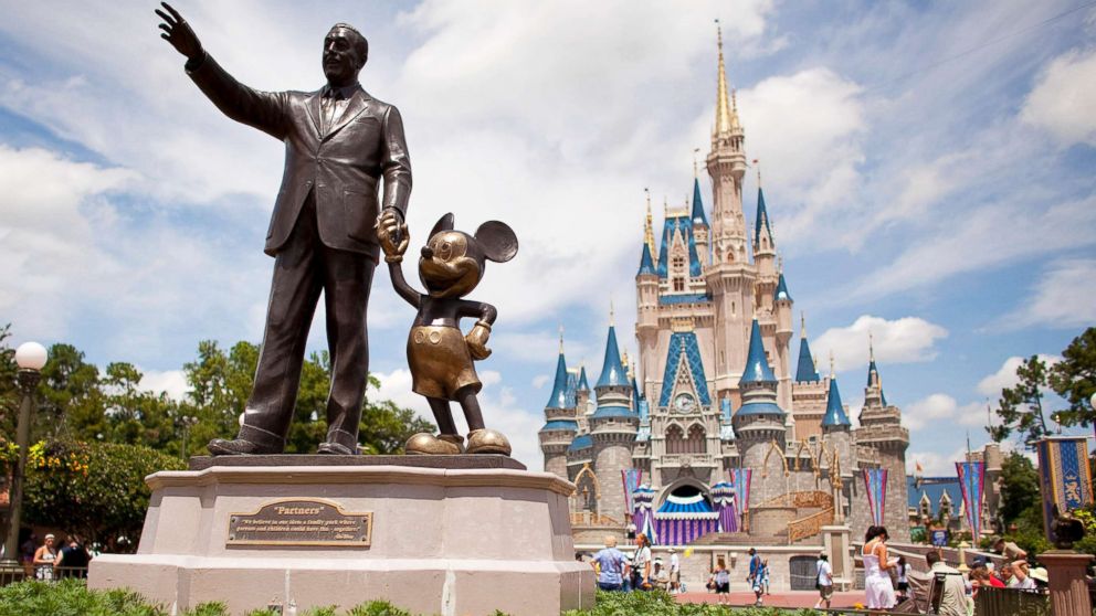 "Partners," a statue of Walt Disney and Mickey Mouse, sits in front of Cinderella Castle at Magic Kingdom, part of the Walt Disney World theme park and resort in Lake Buena Vista, Fla, Aug. 31, 2009. 