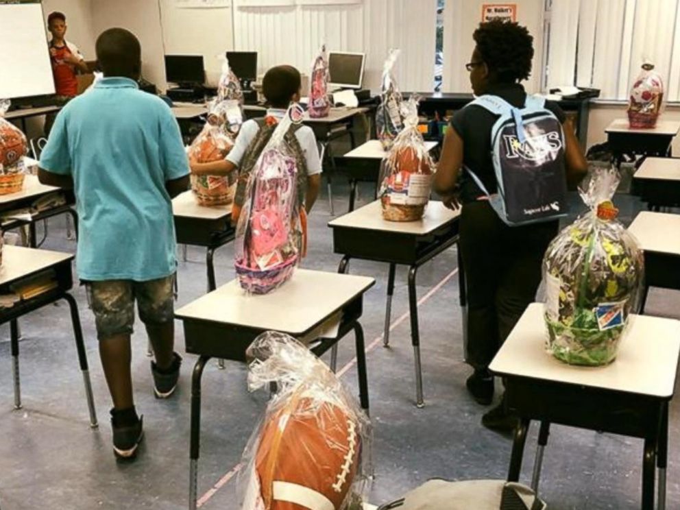 PHOTO: The Easter baskets were purchased at a local Walmart. Teacher Brent Walker bought Easter baskets for all three fifth-grade classes.