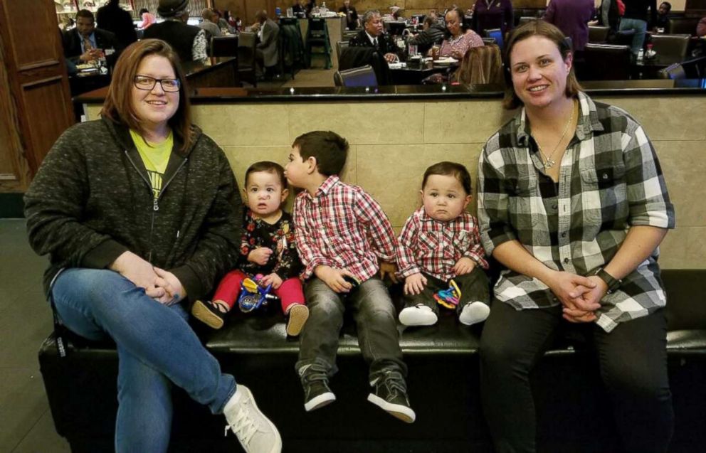 PHOTO: Elaine and Cherish Ross with their three children, 3-year-old Declan and 1-year-old twins, Kallyn and Korban.