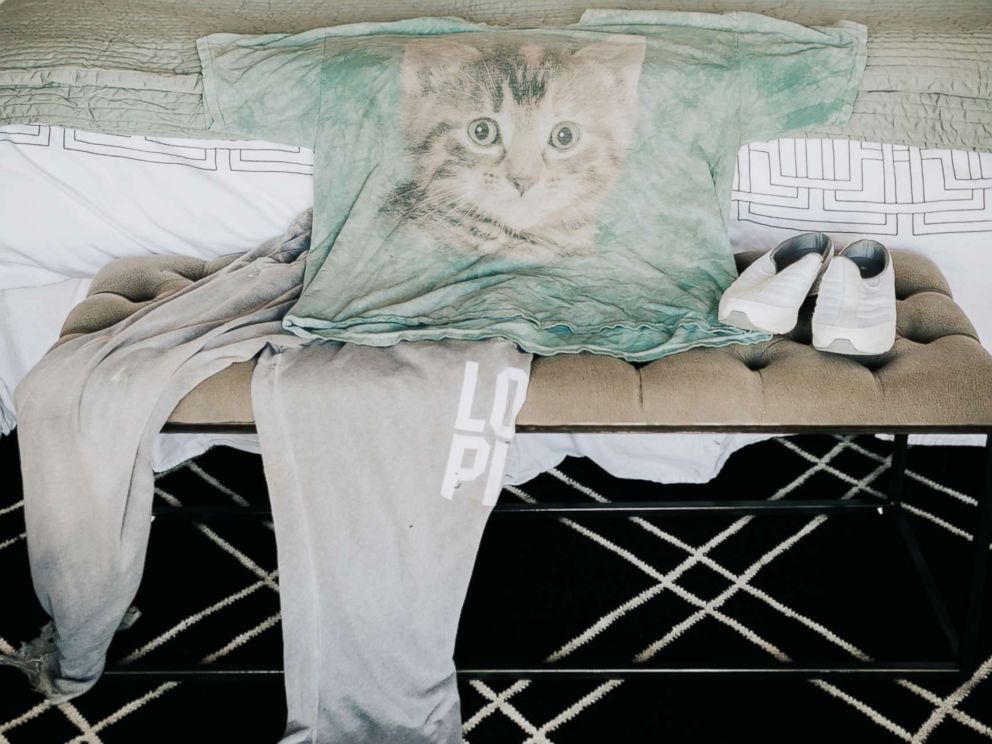 PHOTO: Erin Goldberg loves her old cat t-shirt and baggy sweatpants that shes had for years.