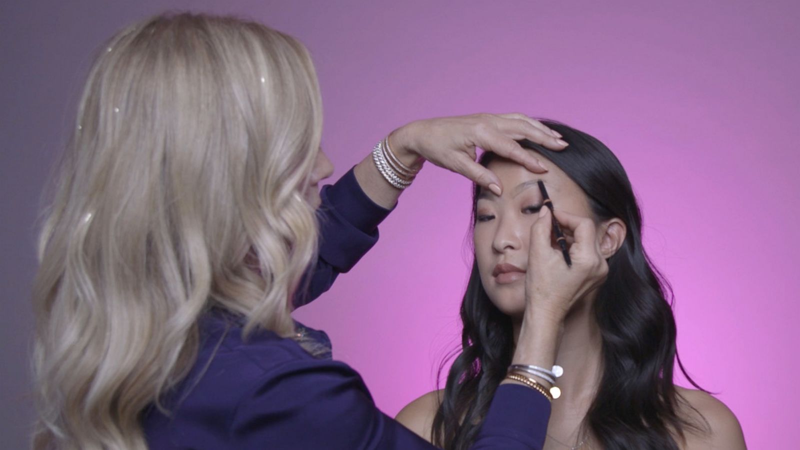 PHOTO: Anastasia Soare, founder of Anastasia Beverly Hills, illustrates tips for perfecting eyebrow shape and style.