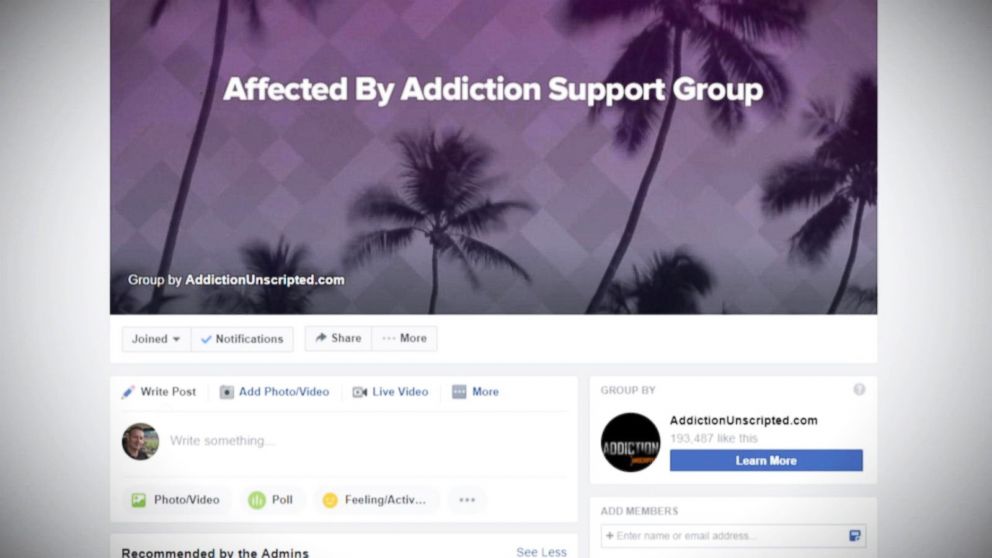 PHOTO: The private Facebook group "Affected by Addiction" has over 60,000 members.