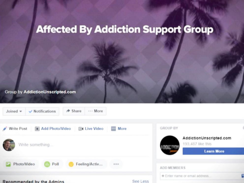 PHOTO: The private Facebook group Affected by Addiction has over 60,000 members.