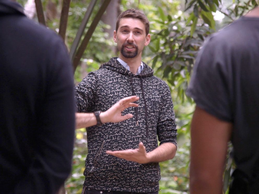PHOTO: Ben Page leads a forest therapy session at the Los Angeles County Arboretum and Botanic Garden.