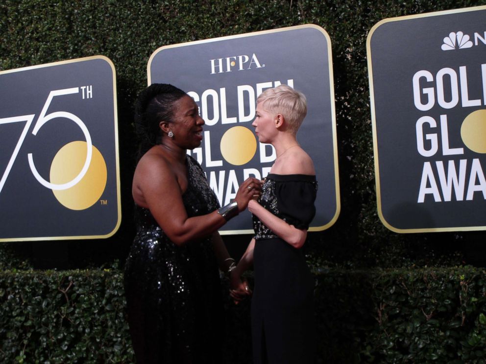 PHOTO: Francine Gascon, 10, photographed a moment between actress Michelle Williams and "Me Too" founder Tarana Burke on the Golden Globes red carpet.