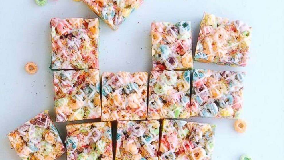 PHOTO: Naomi Robinson, author of "Bakers Royale," riffs on the classic rice krispie treat made with Fruit Loops and topped with colored sugar.