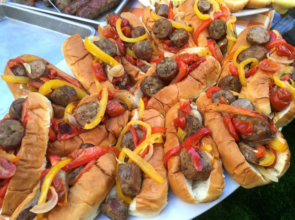 PHOTO: Italian sausage and peppers sandwich.