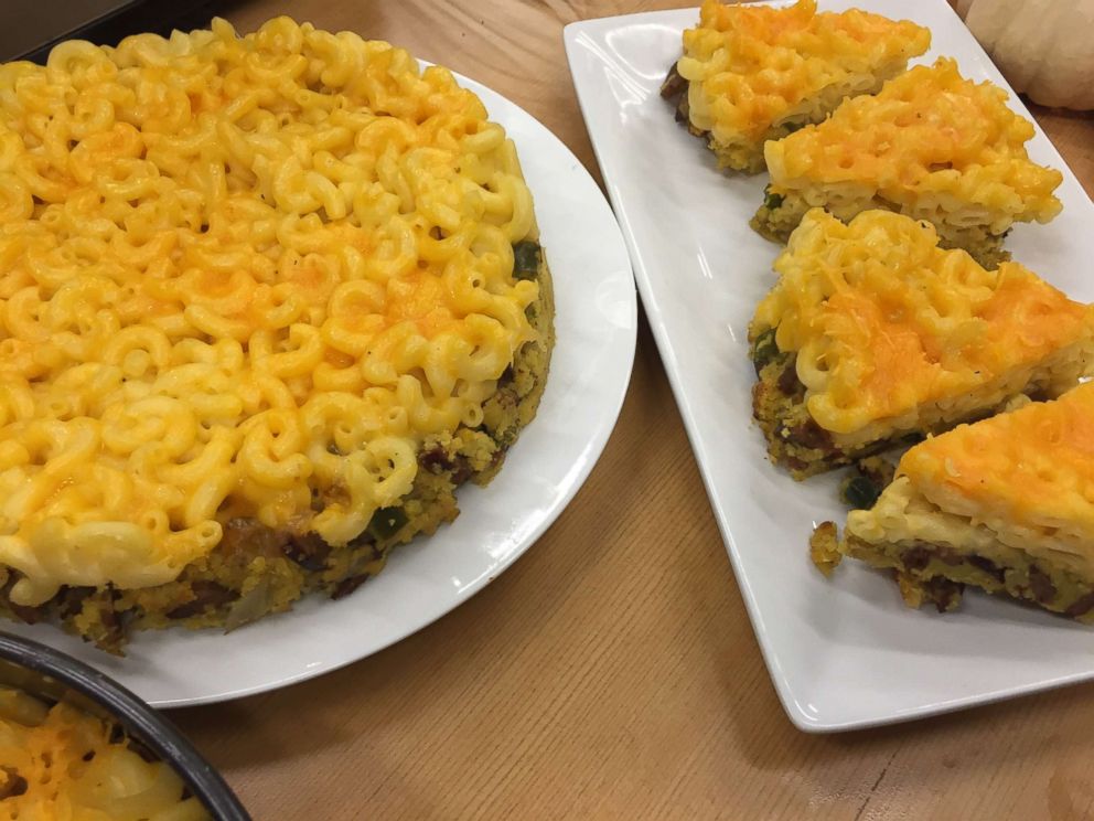 PHOTO: Eddie Jackson's "dressed up" mac and cheese has three types of cheese and andouille sausage.