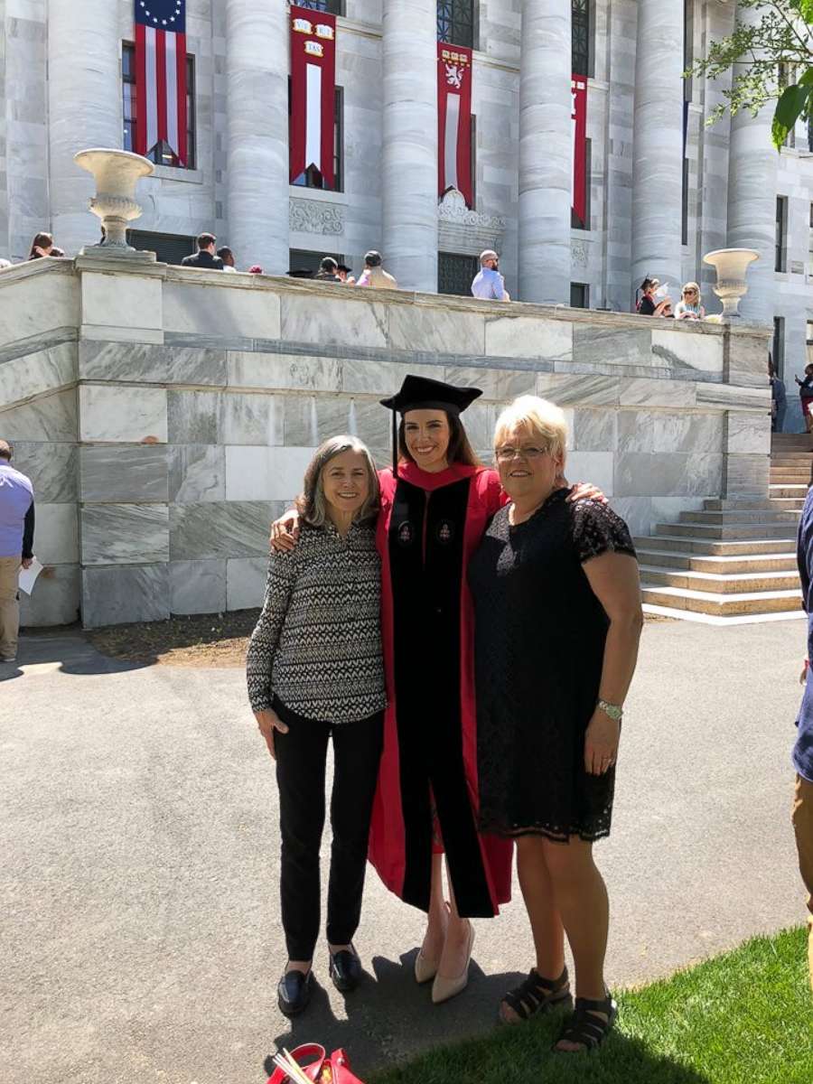 PHOTO: Christin Gilmer, pictured at her Harvard graduation with her mother Laura Gilmer, (left) and her sixth grade teacher, Judith Toensing in May 2018