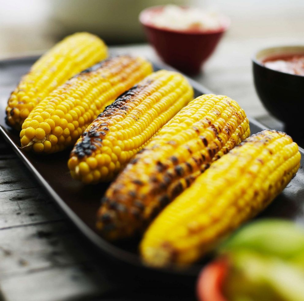 PHOTO: Grilled corn on the cob sits on a platter in an undated handout photo.
