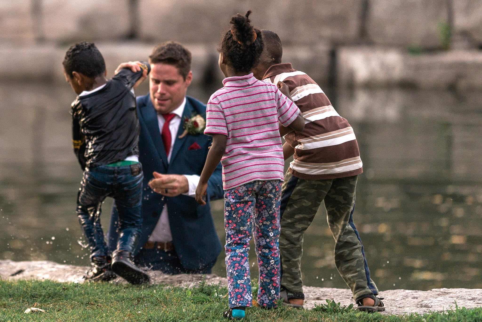 PHOTO: Clay Cook of Cambridge, Canada, rescued a little boy struggling in nearby water during his wedding photo shoot on Sept. 22.