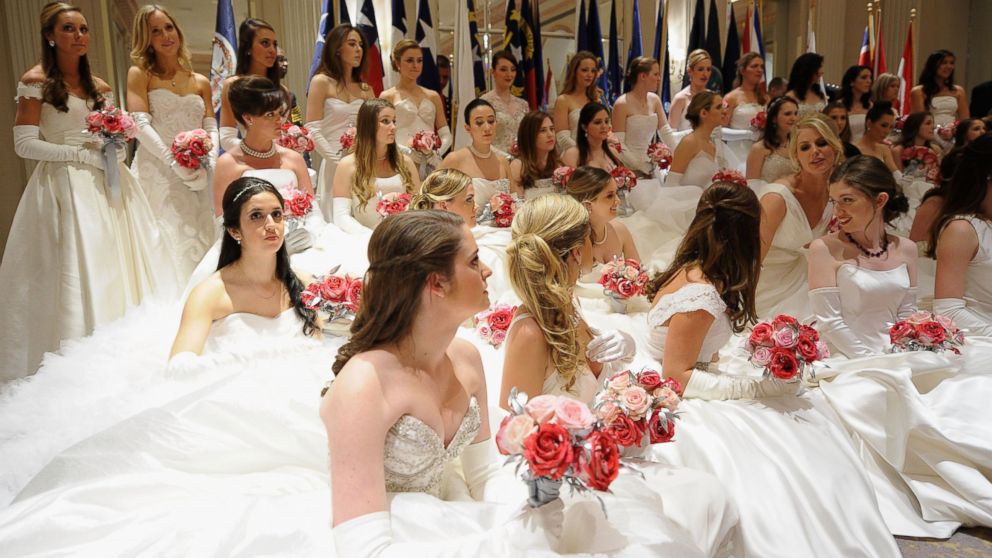 Debutantes pose for a photo during the 60th International Debutante Ball at The Waldorf Astoria on Dec. 29, 2014 in New York City.